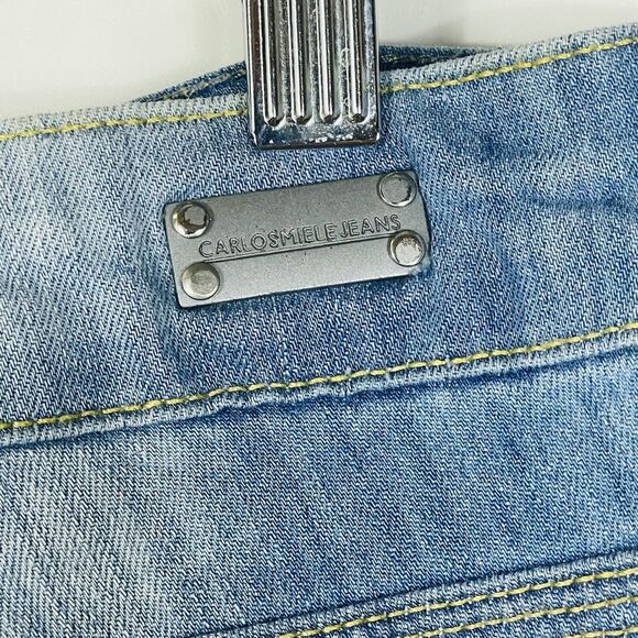 Carlos Miele Light Wash Distressed Destroyed Skinny Jeans Womens 44 Medium Large - Picture 8 of 10